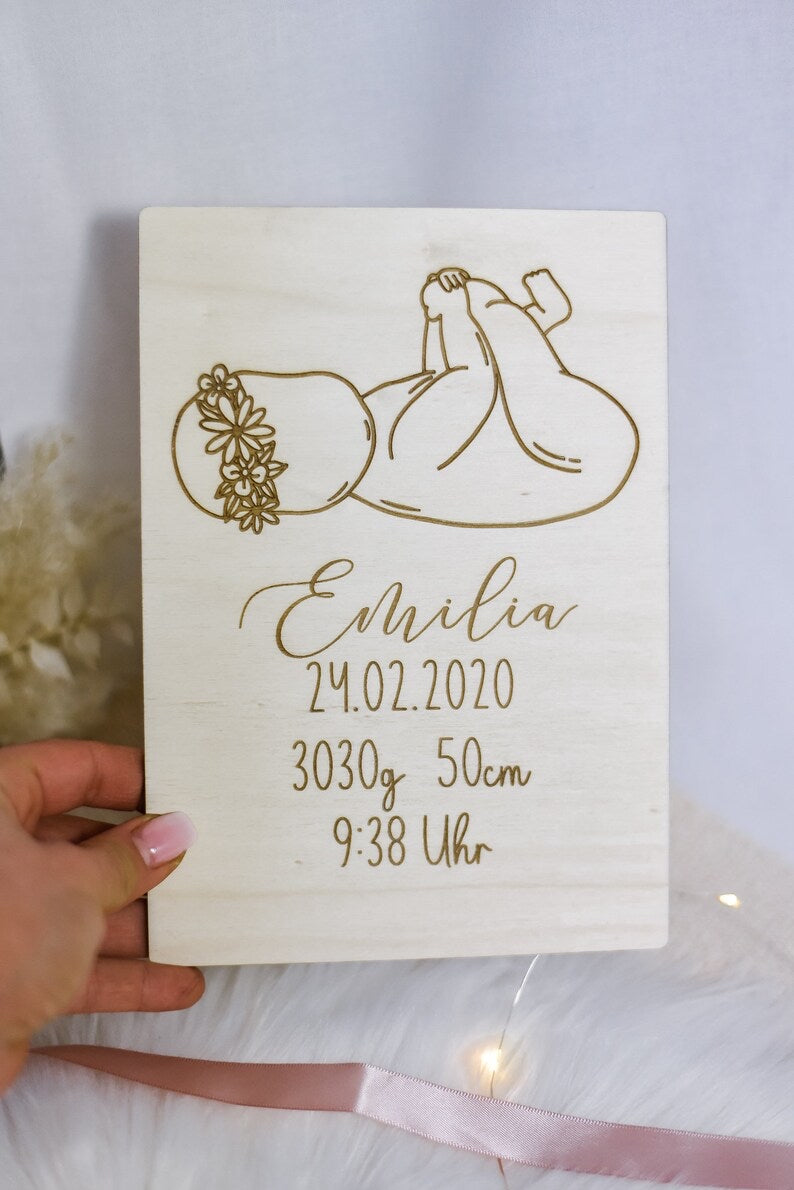 Geburtserinnerung floral | Erinnerung an die Geburt | zur Geburt