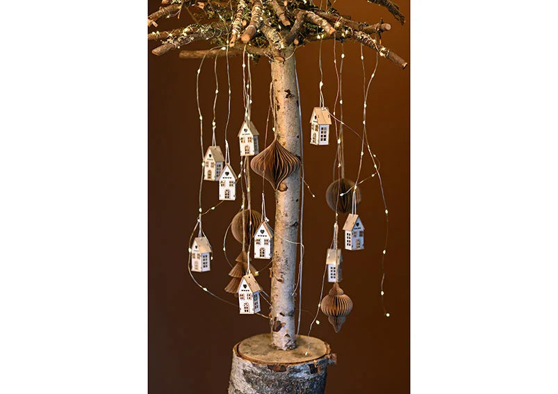 Weihnachtshänger Set Haus 6-er Set, aus Holz weiß (B/H/T) 4x7x3cm