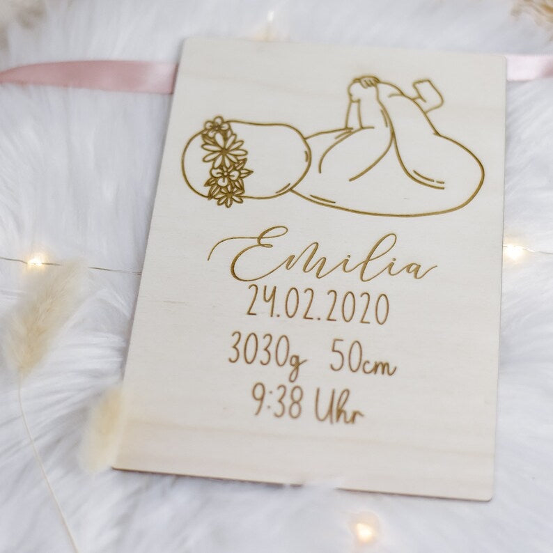 Geburtserinnerung floral | Erinnerung an die Geburt | zur Geburt