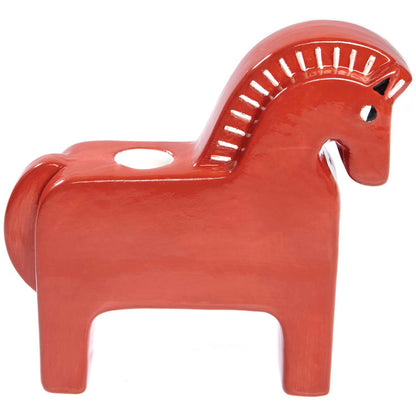 Pferd Keramik-Kerzenhalter | rot 15,8x4,5x14,5cm | Dala-Pferd