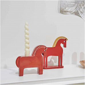Pferd Keramik-Kerzenhalter | rot 15,8x4,5x14,5cm | Dala-Pferd