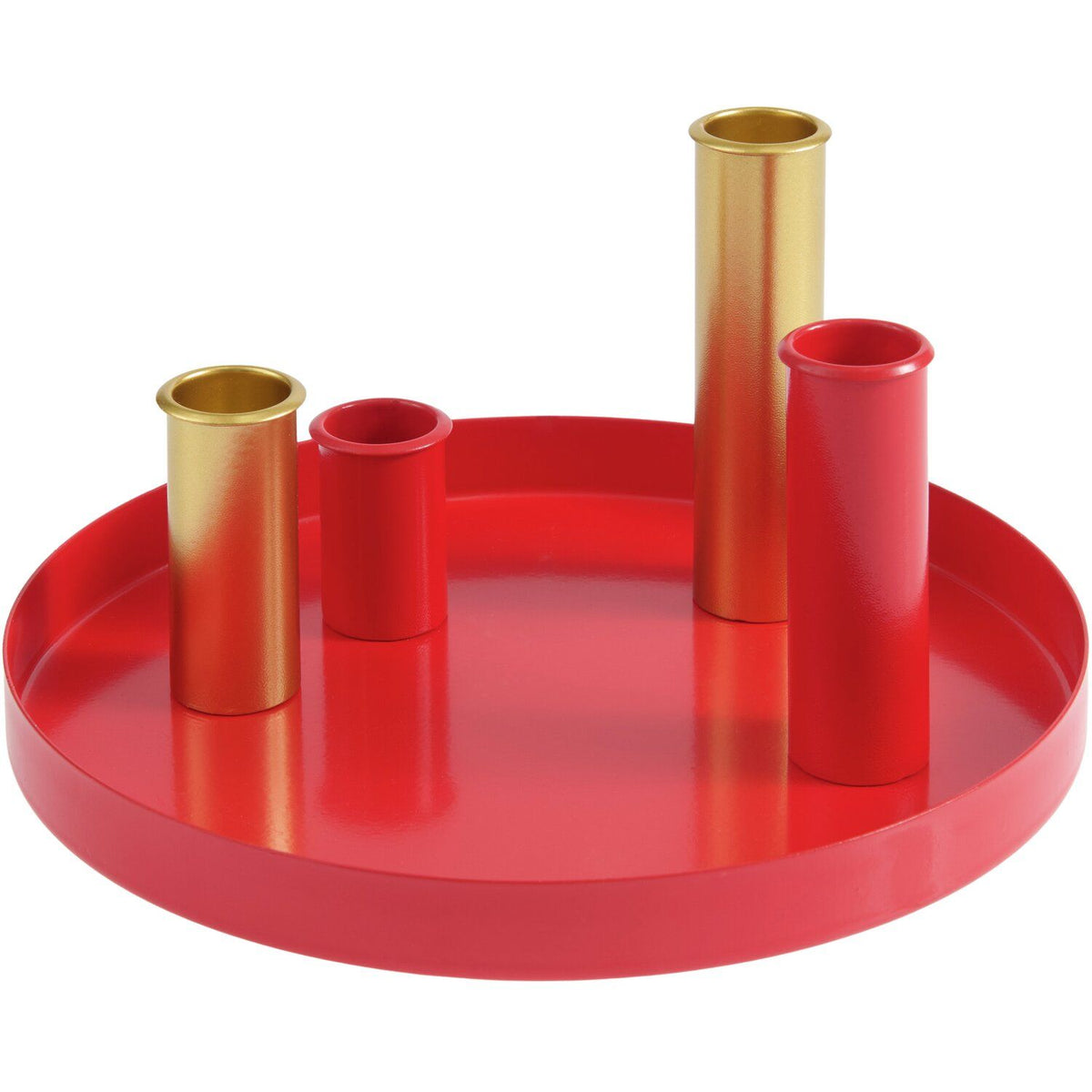 Metalltablett inkl. 4 magnetischen Kerzenhalter Ø20cm | Rico Design | rot