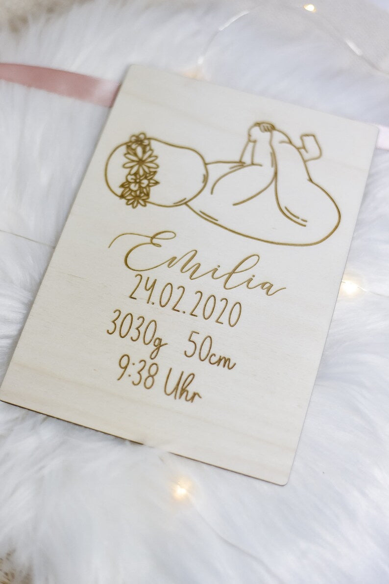 Geburtserinnerung floral | Erinnerung an die Geburt | zur Geburt