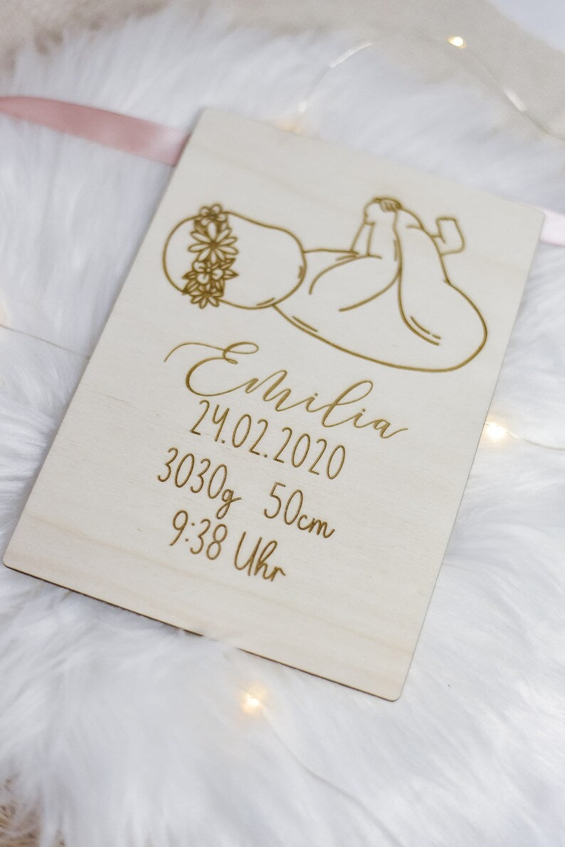 Geburtserinnerung floral | Erinnerung an die Geburt | zur Geburt