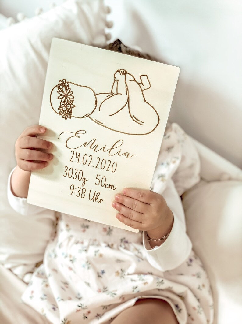 Geburtserinnerung floral | Erinnerung an die Geburt | zur Geburt