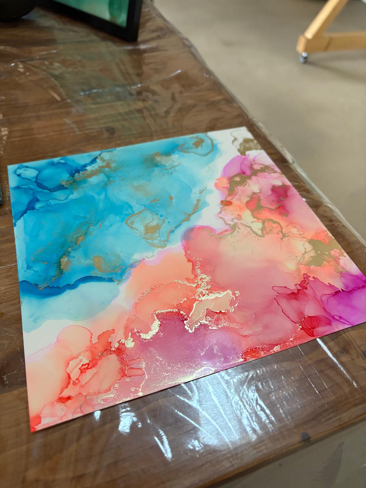 Alkohol Ink | Malen inkl. Bilderrahmen | Kreativzeit mit Handlettering auf deinem Kunstwerk