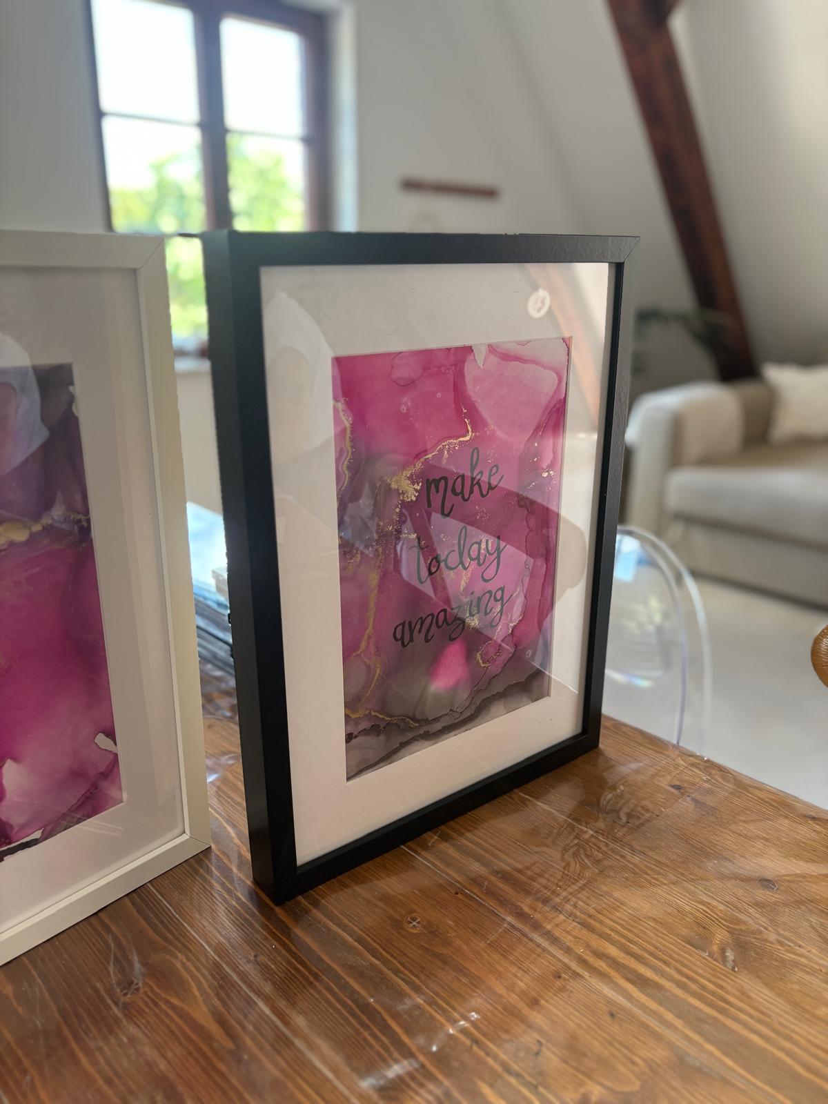 Alkohol Ink | Malen inkl. Bilderrahmen | Kreativzeit mit Handlettering auf deinem Kunstwerk