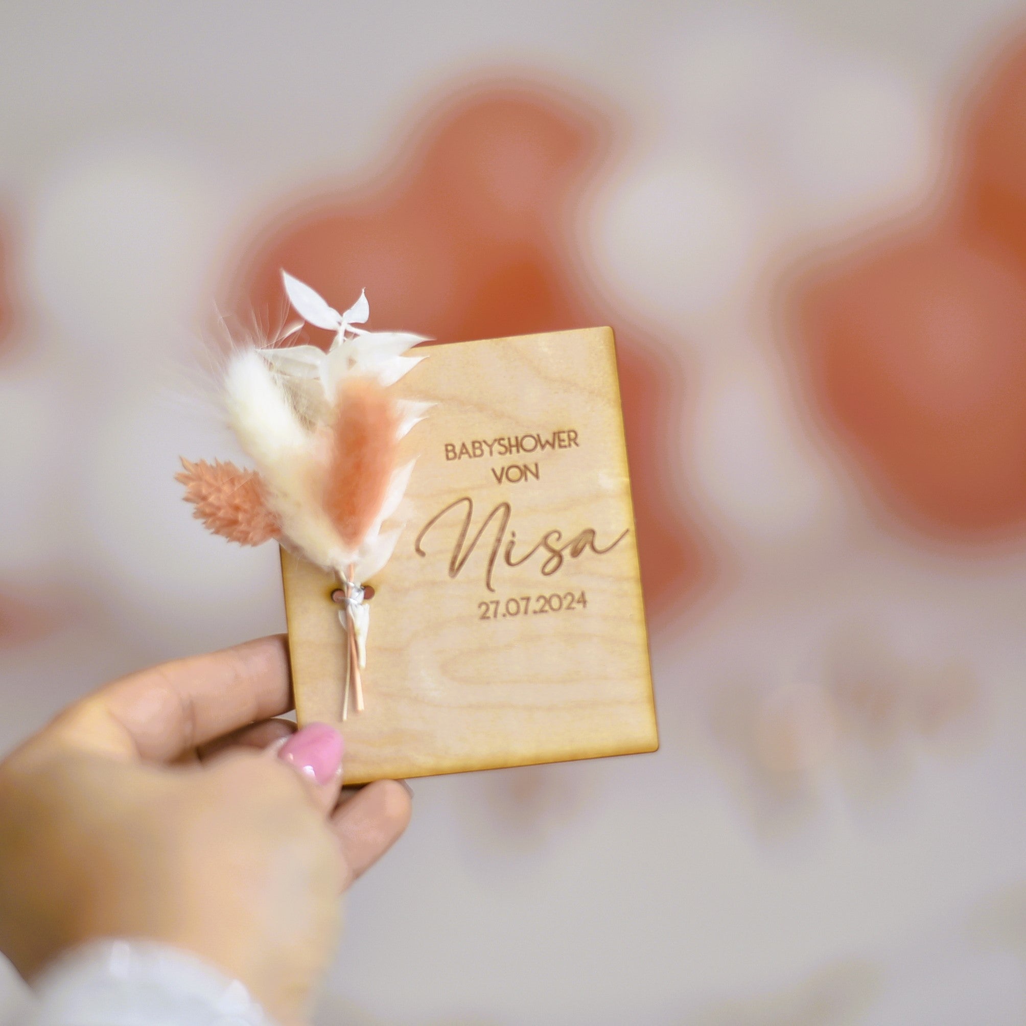 Holzkarten mit Trockenblumen | Gastgeschenk | Aufmerksamkeit