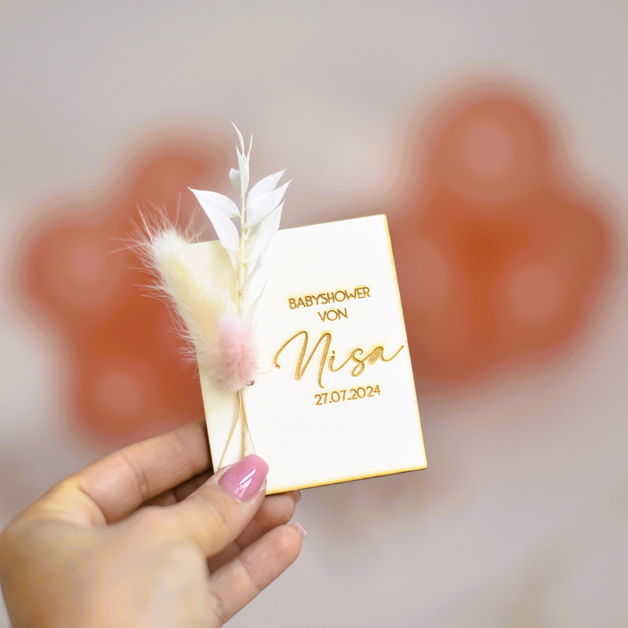 Holzkarten mit Trockenblumen | Gastgeschenk | Aufmerksamkeit