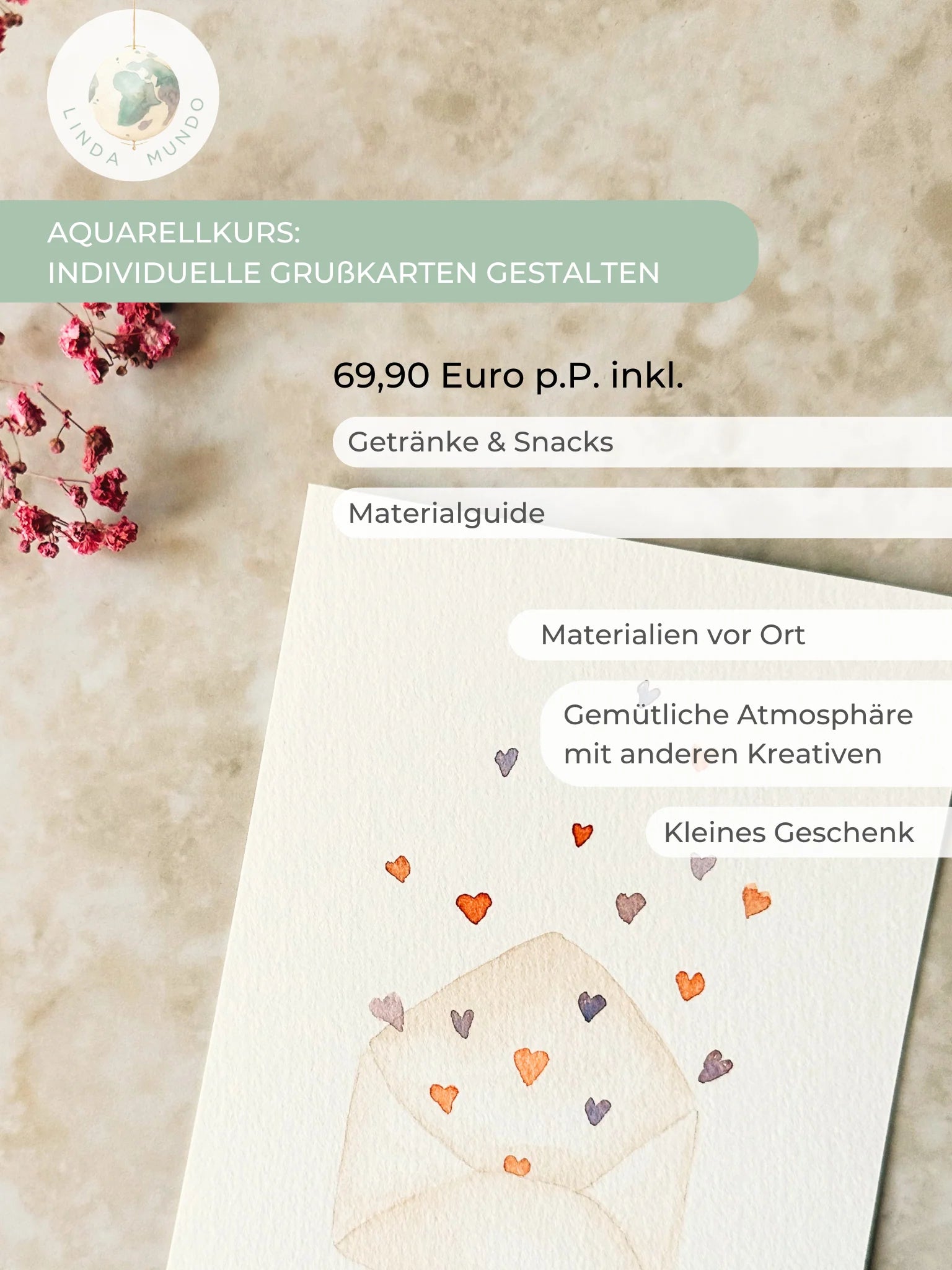 ACHTUNG NEUE TERMINE!! Aquarell Malkurs - Individuelle Grußkarten gestalten | von und mit Linda Mundo