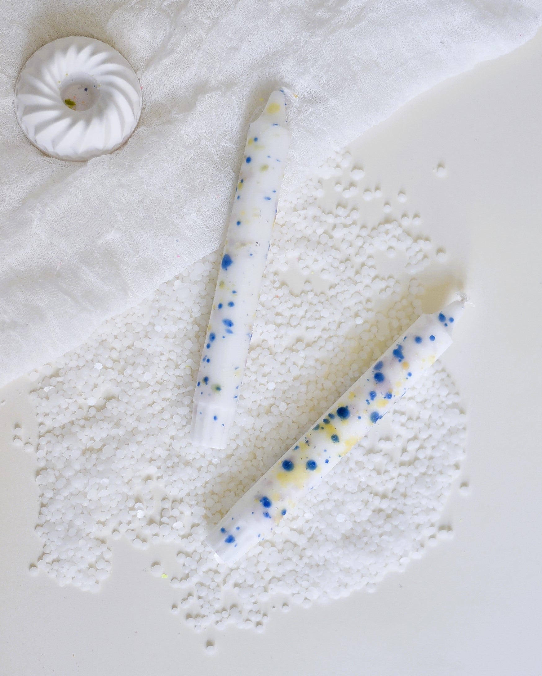 Dip Dye Konfetti Party Blau Kerze | Handmade by Rosmarinparty