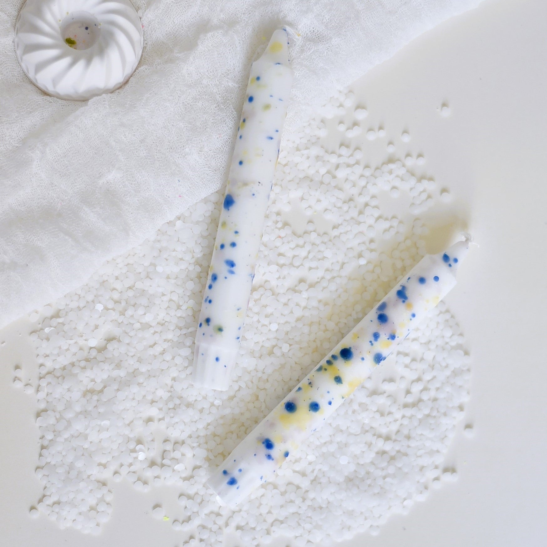 Dip Dye Konfetti Party Blau Kerze | Handmade by Rosmarinparty