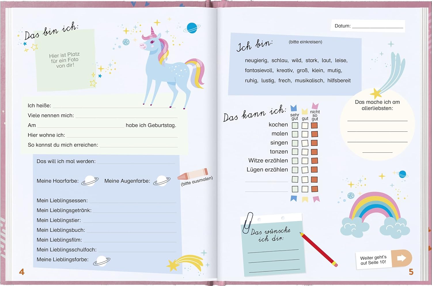 Meine Schulfreunde (Einhorn) | Freundebuch für die Grundschule