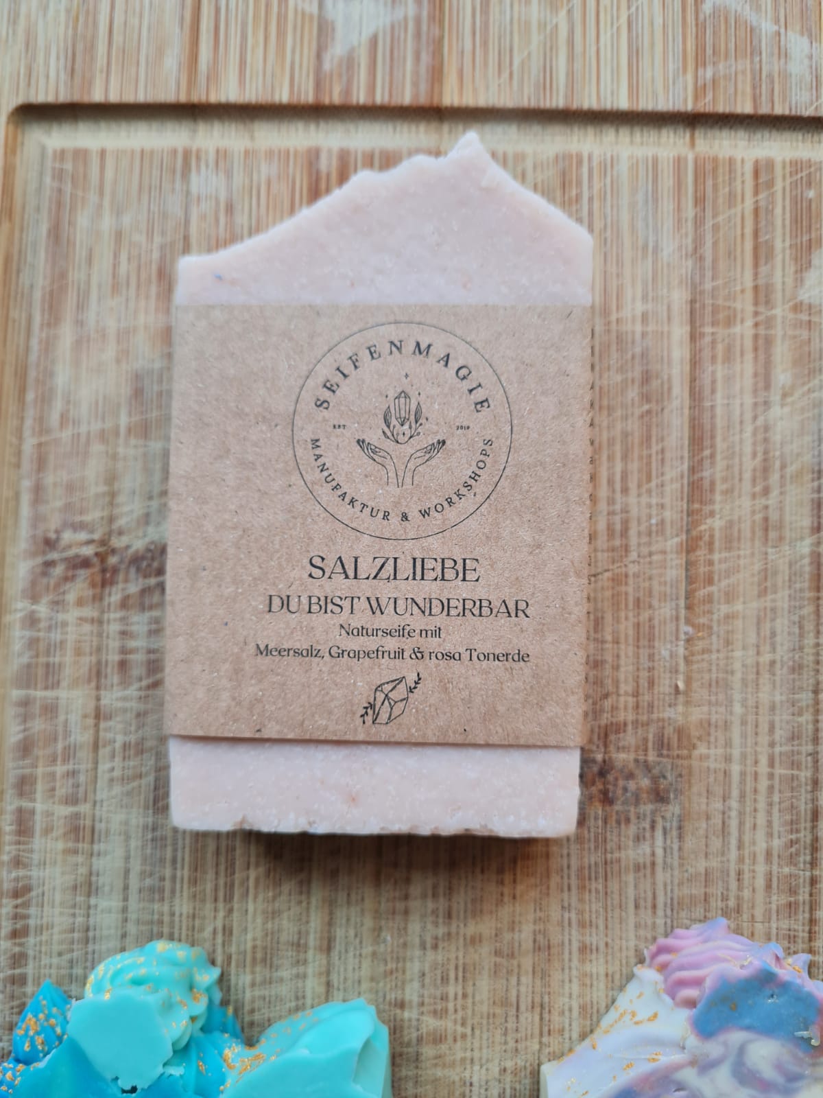 Naturseife mit Grapefruit, Meersalz & rosa Heilerde| Seifenmagie | Naturseife