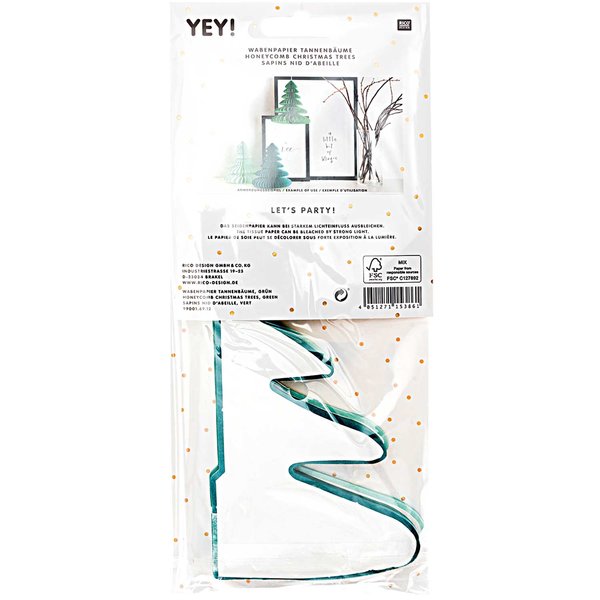 Tanne | Wabenpapier Tannenbäume 20cm | 3 Stück | Grüntöne