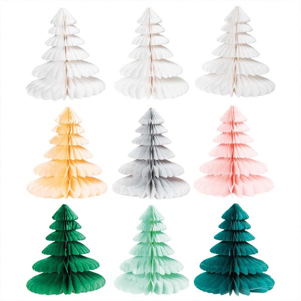 Tanne | Wabenpapier Tannenbäume 20cm | 3 Stück | Grüntöne