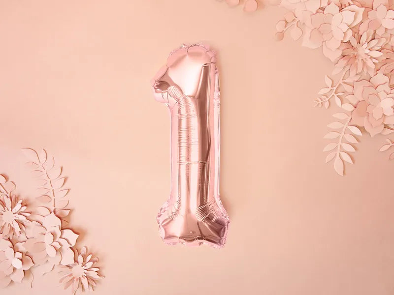 Heliumgefüllter Folienballon | Roségold | 86cm | nur Abholung | Zahl 1