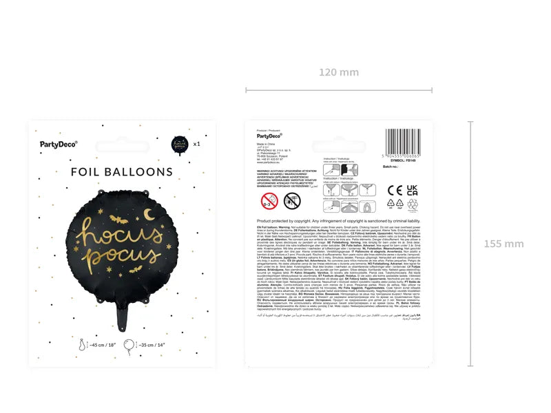 Hokus Pokus | Folienballon | Halloweendeko | inkl. Strohhalm