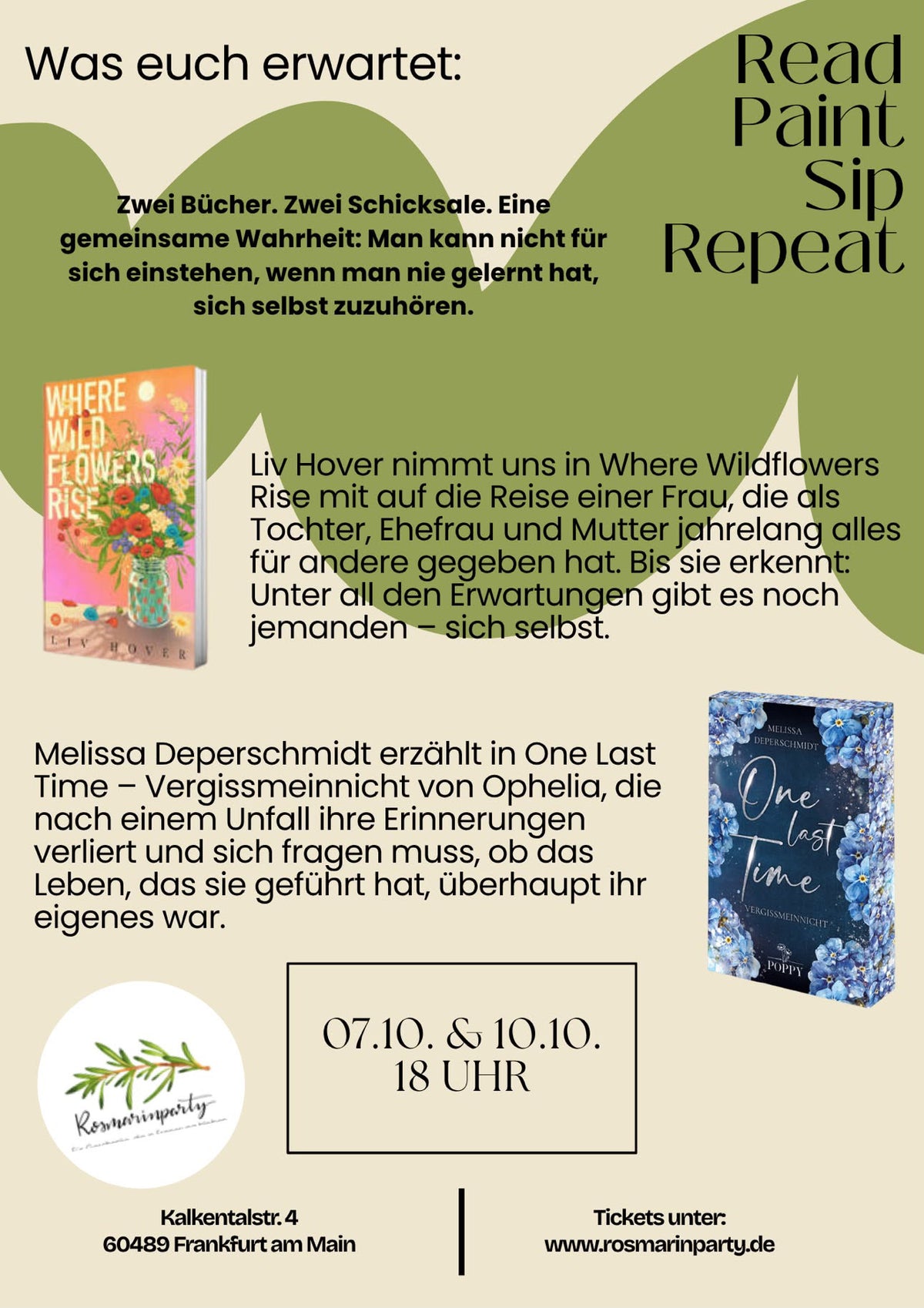 Lesung × Kreativ-Workshop × Vergissmeinnicht-Spritz