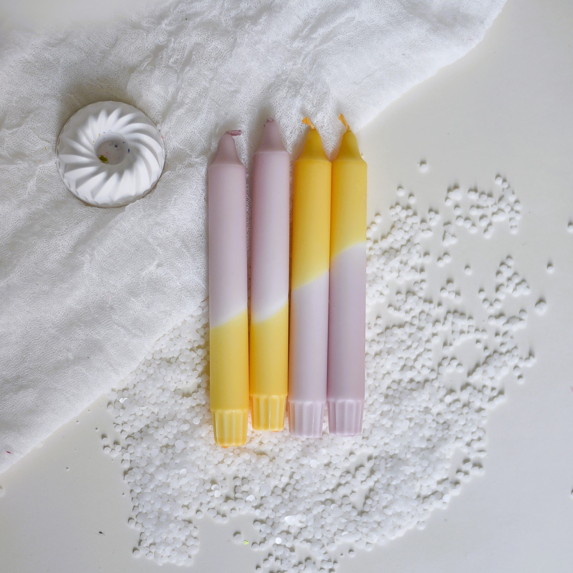 Dip Dye Kerze rosa-gelb | Handmade by Rosmarinparty