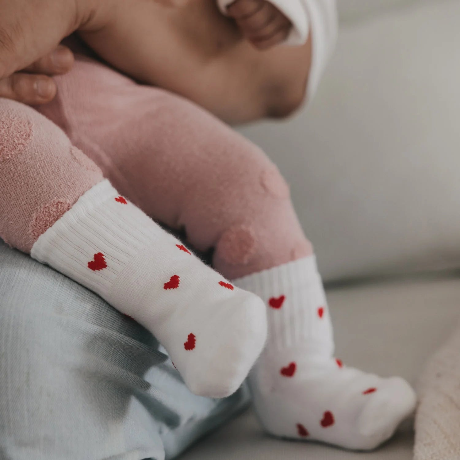 Herzchen-Socken Baby rot| Eulenschnitt | Schwangerschaft