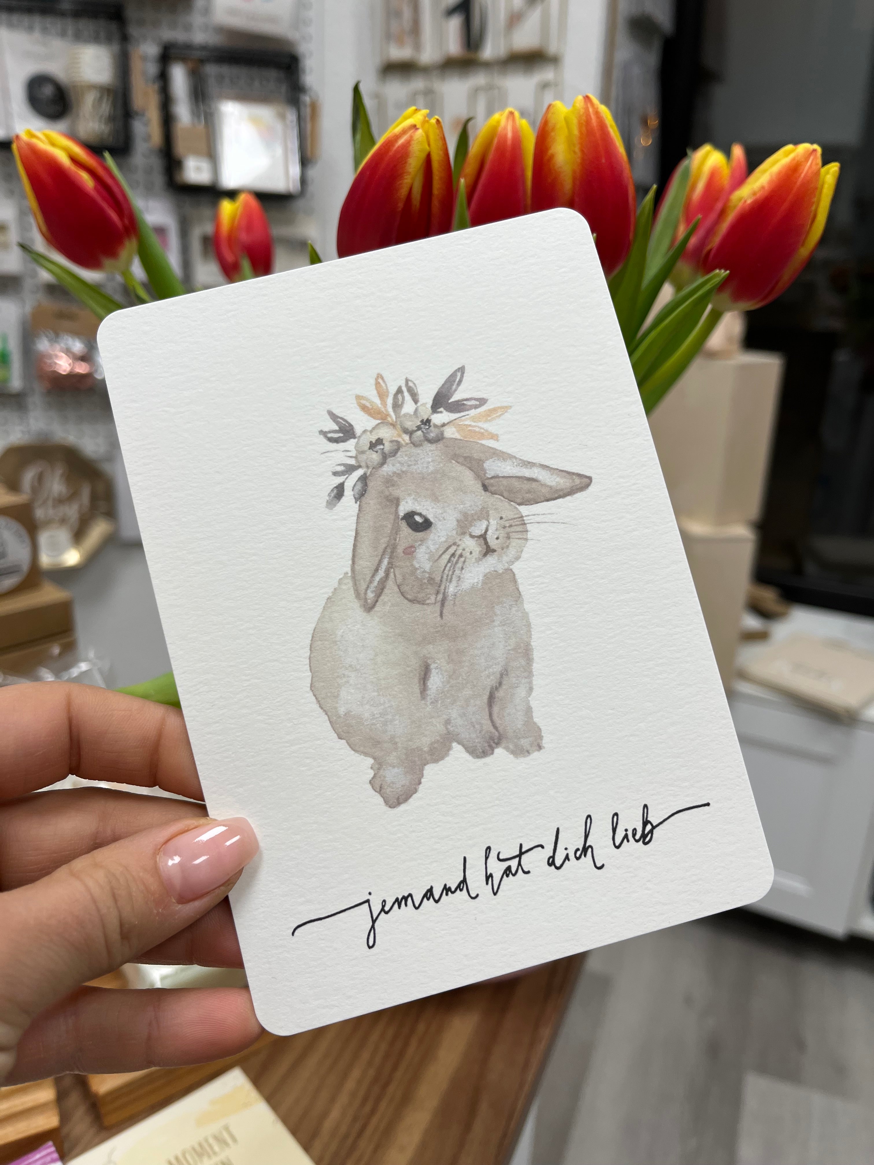 Jemand hat dich lieb | Osterkarte | Flowerbunny