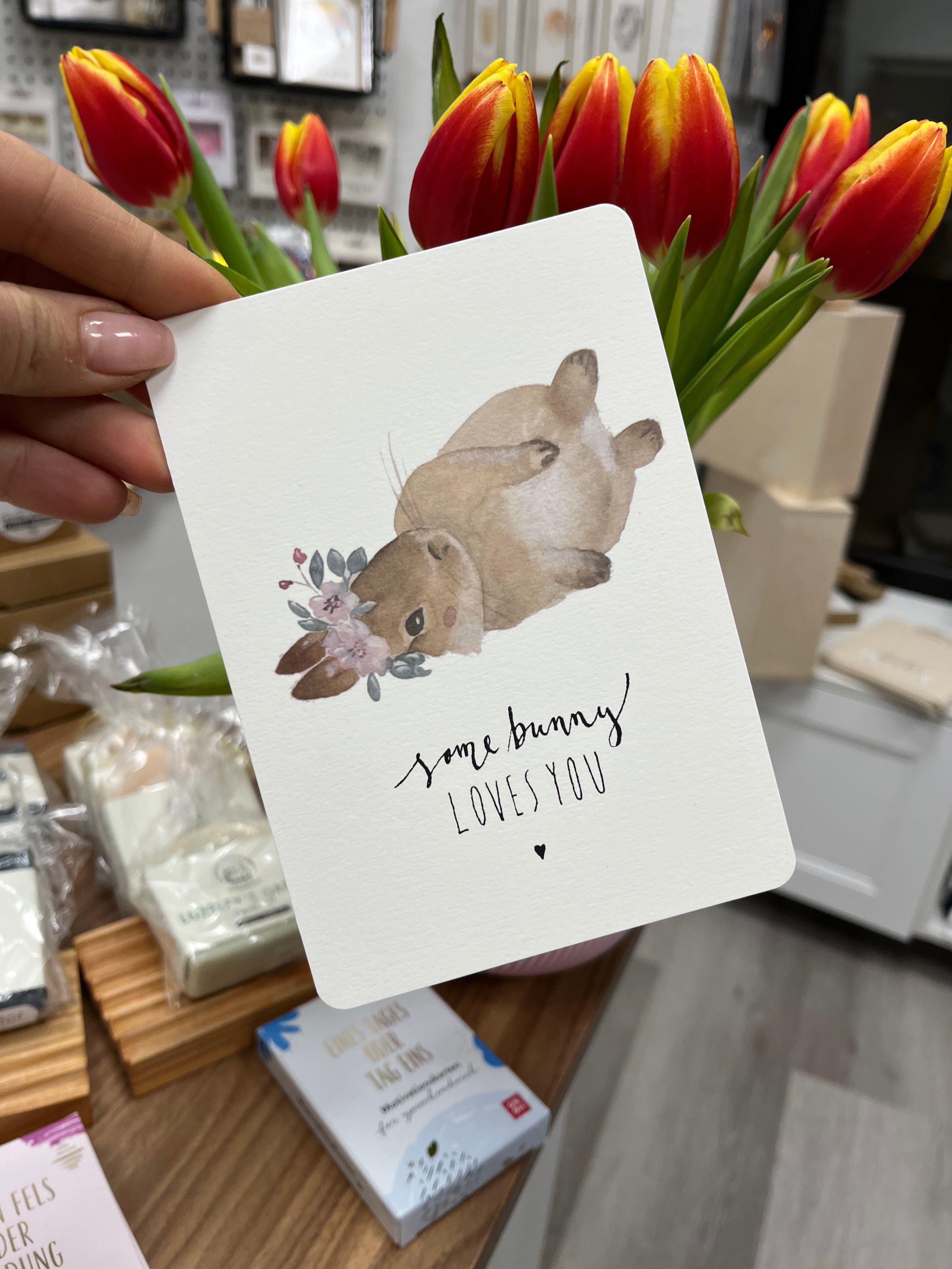 Somebunny loves you | Osterkarte | Flowerbunny