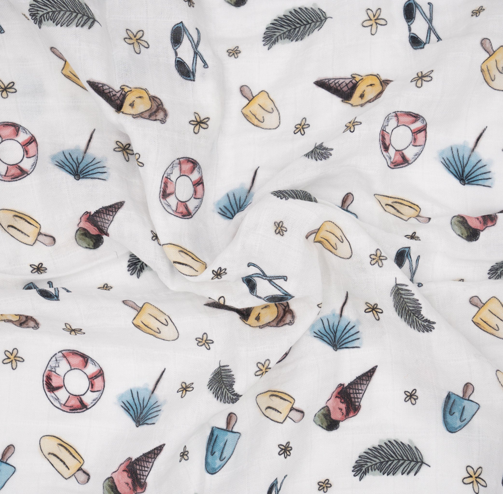 Mulltuch Bio-Baumwolle 120x120cm Beachday | Hutch&Putch