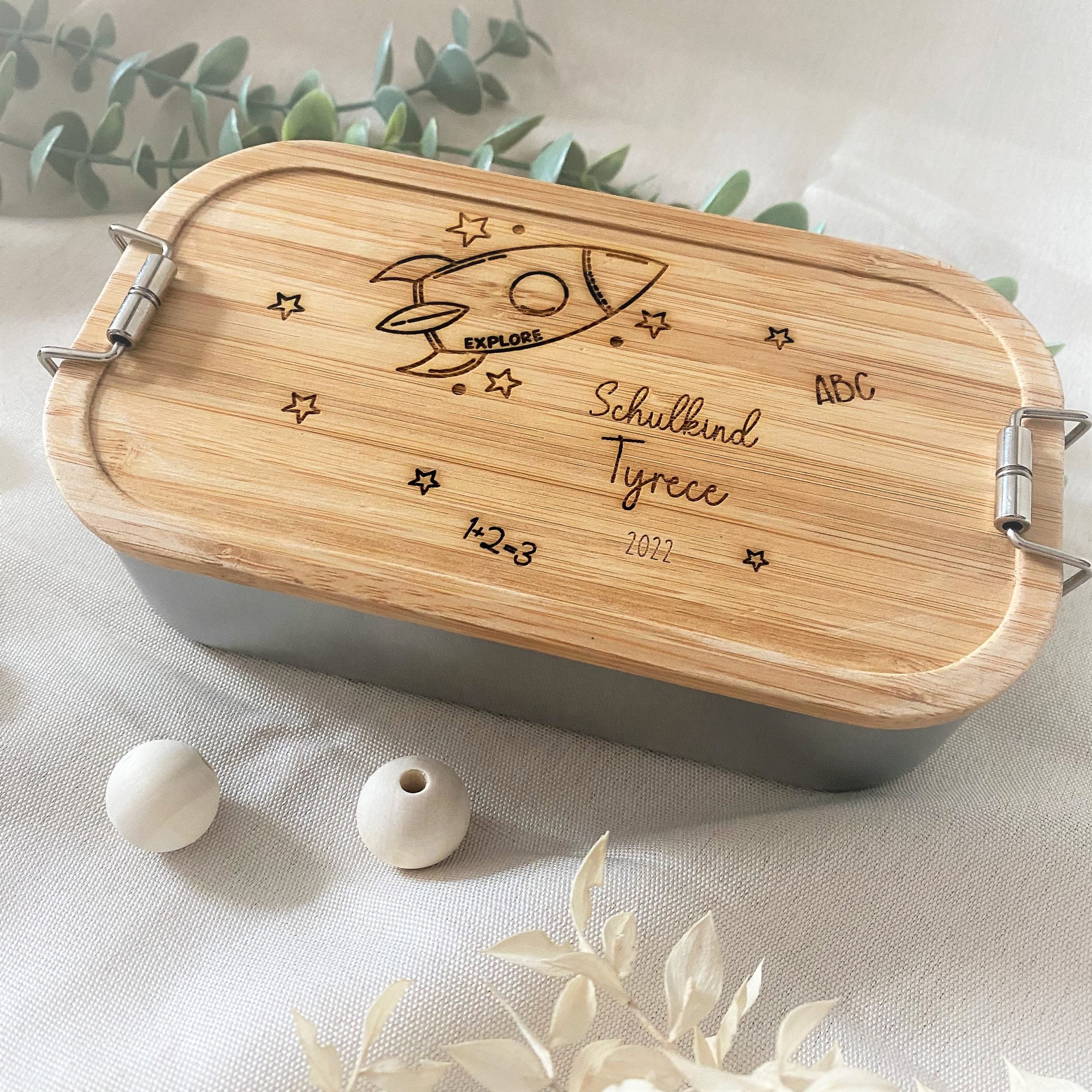 Personalisierte Brotdose | Schulstart | Einschulung | Rakete und Sterne