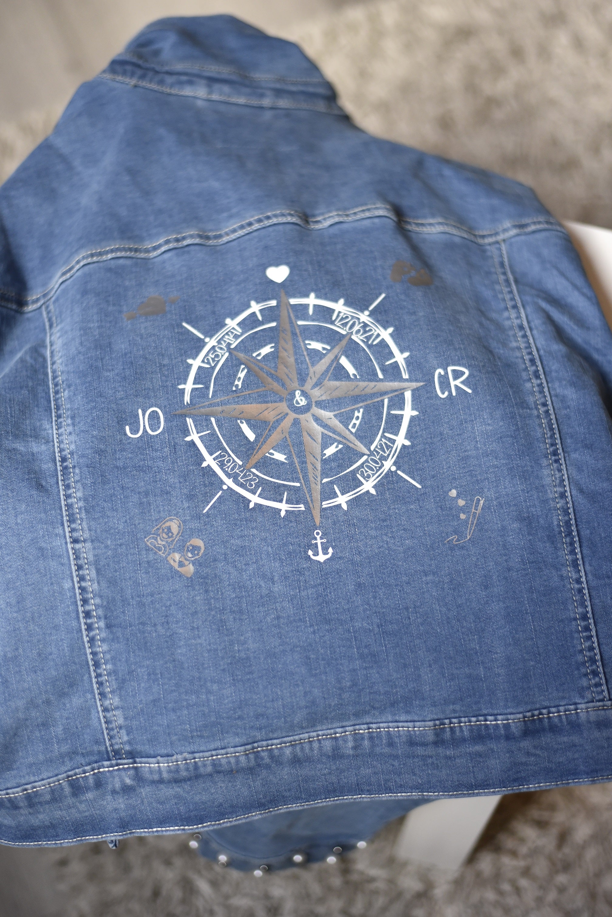 Liebeskompass | Jeansjackenaufdruck | Brautjacke