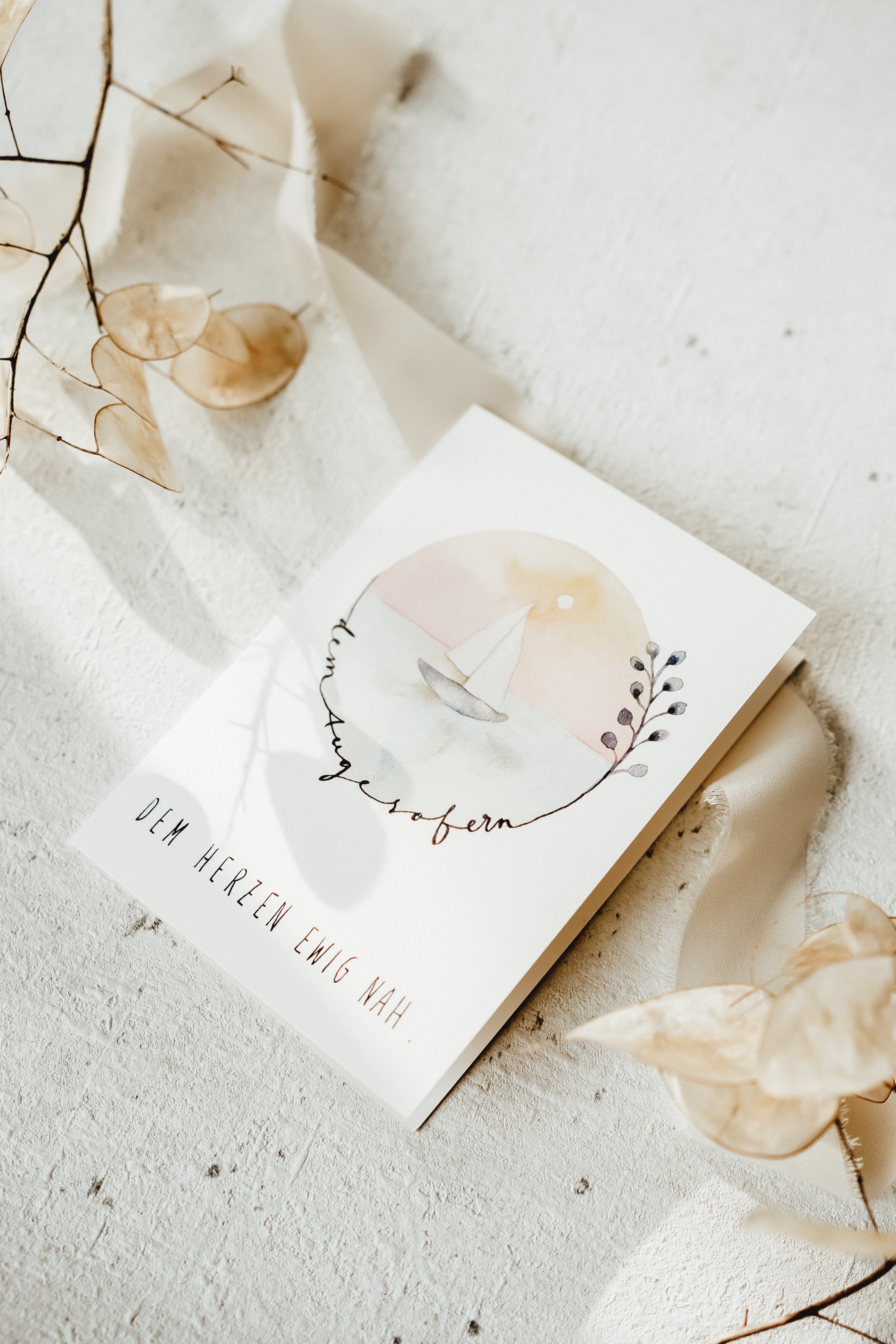 Dem Auge so fern, dem Herzen ewig nah| Klappkarte mit Umschlag | Trauer | Linda Mundo