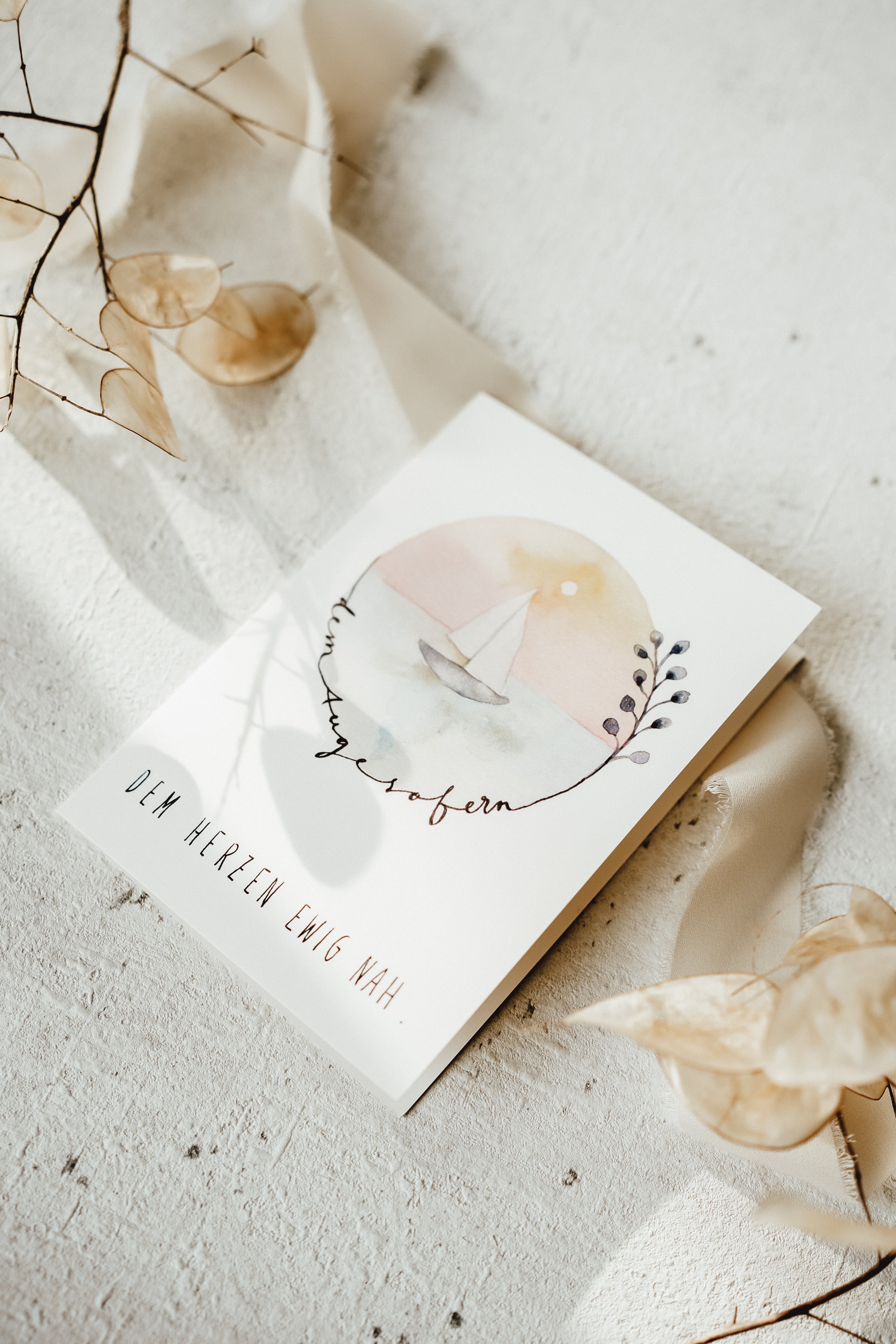 Dem Auge so fern, dem Herzen ewig nah| Klappkarte mit Umschlag | Trauer | Linda Mundo