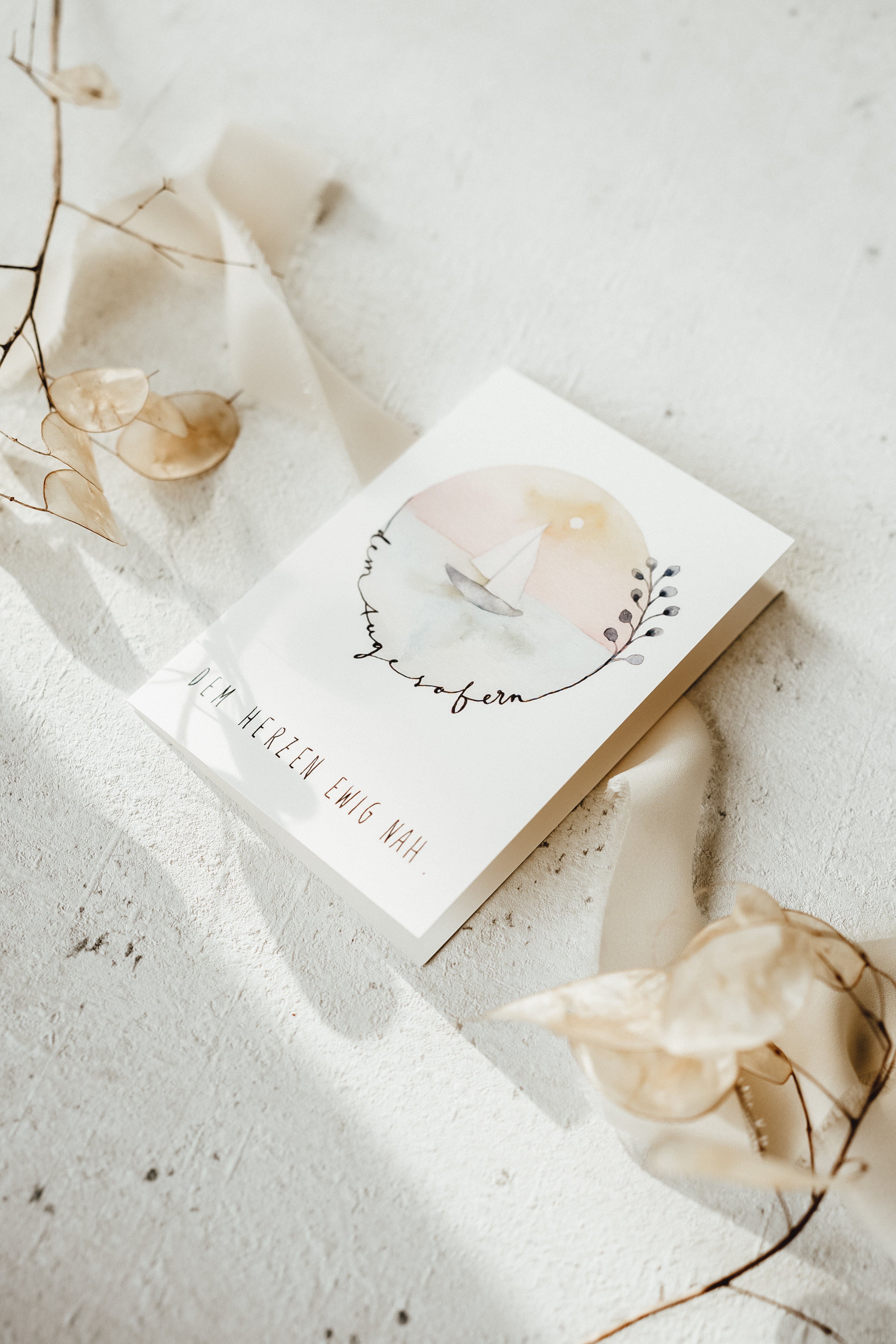 Dem Auge so fern, dem Herzen ewig nah| Klappkarte mit Umschlag | Trauer | Linda Mundo