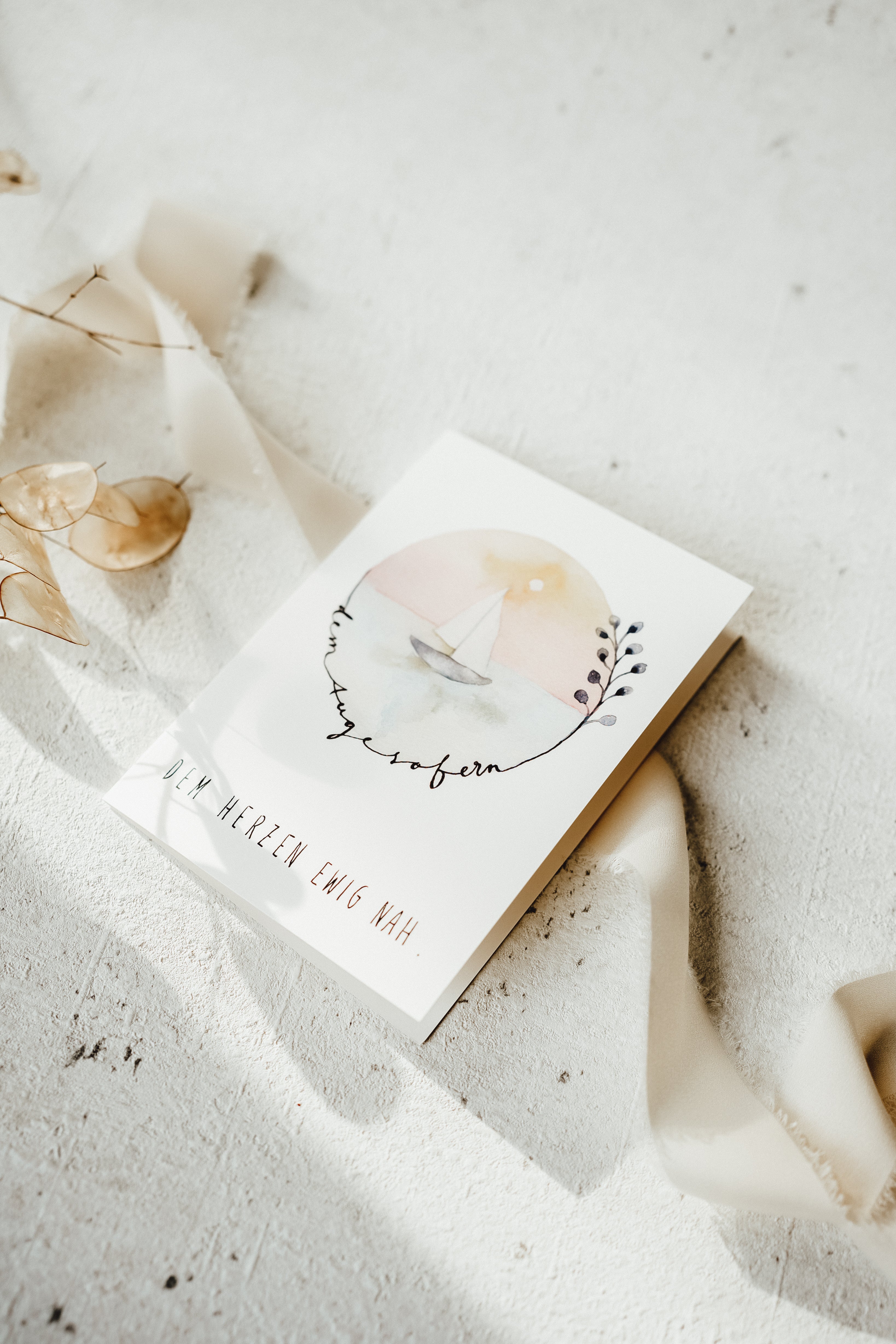 Dem Auge so fern, dem Herzen ewig nah| Klappkarte mit Umschlag | Trauer | Linda Mundo