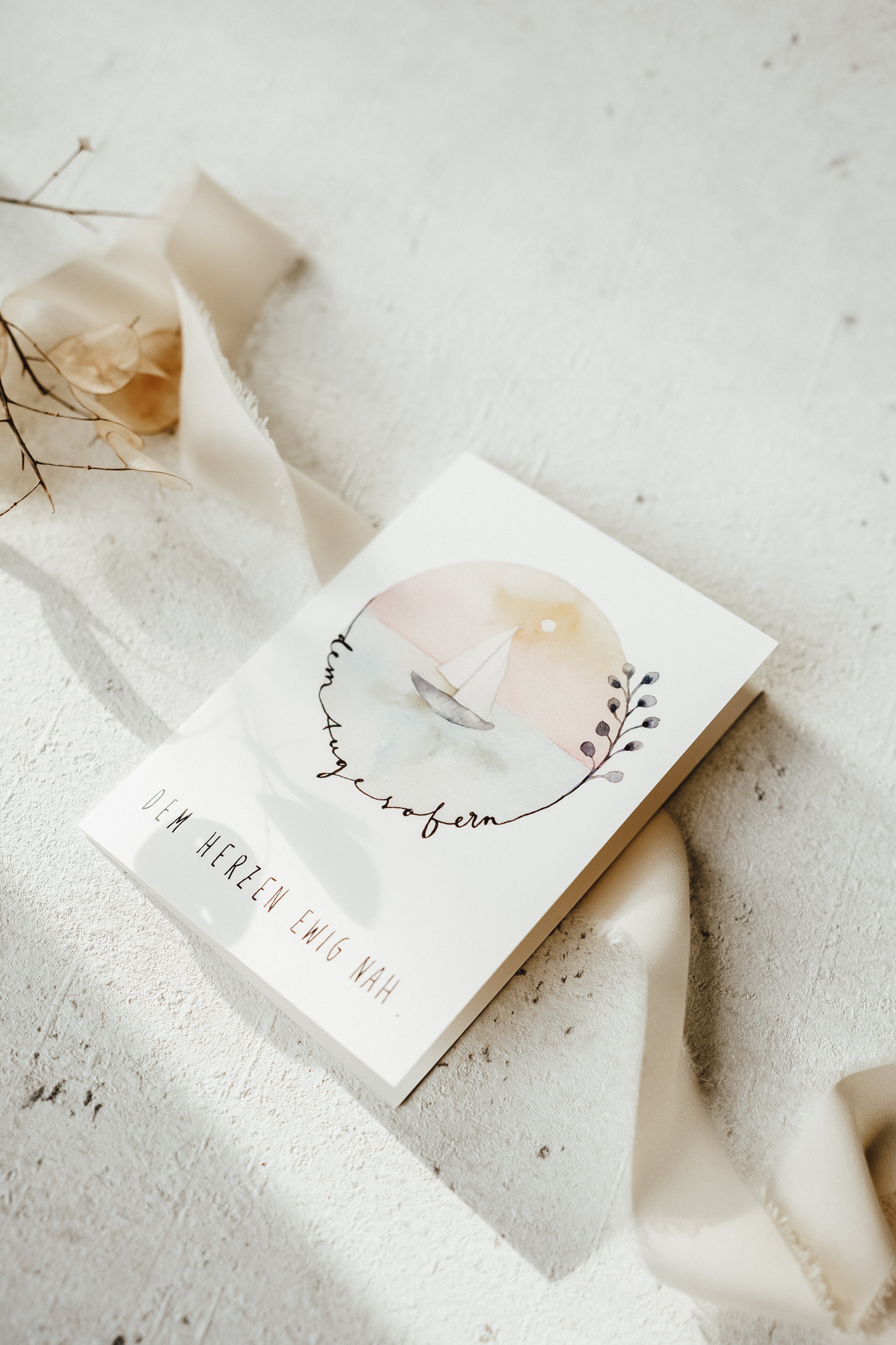 Dem Auge so fern, dem Herzen ewig nah| Klappkarte mit Umschlag | Trauer | Linda Mundo