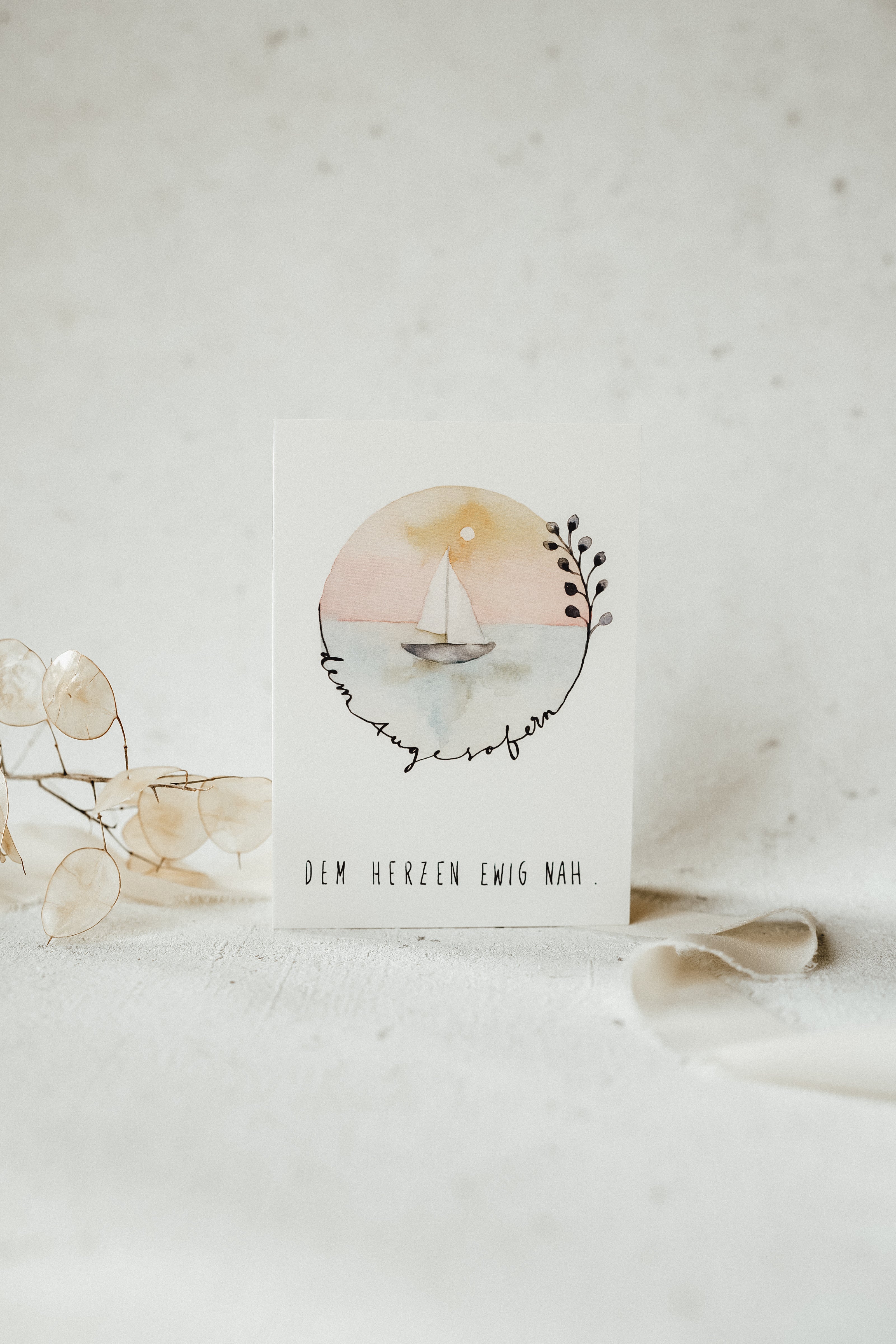 Dem Auge so fern, dem Herzen ewig nah| Klappkarte mit Umschlag | Trauer | Linda Mundo