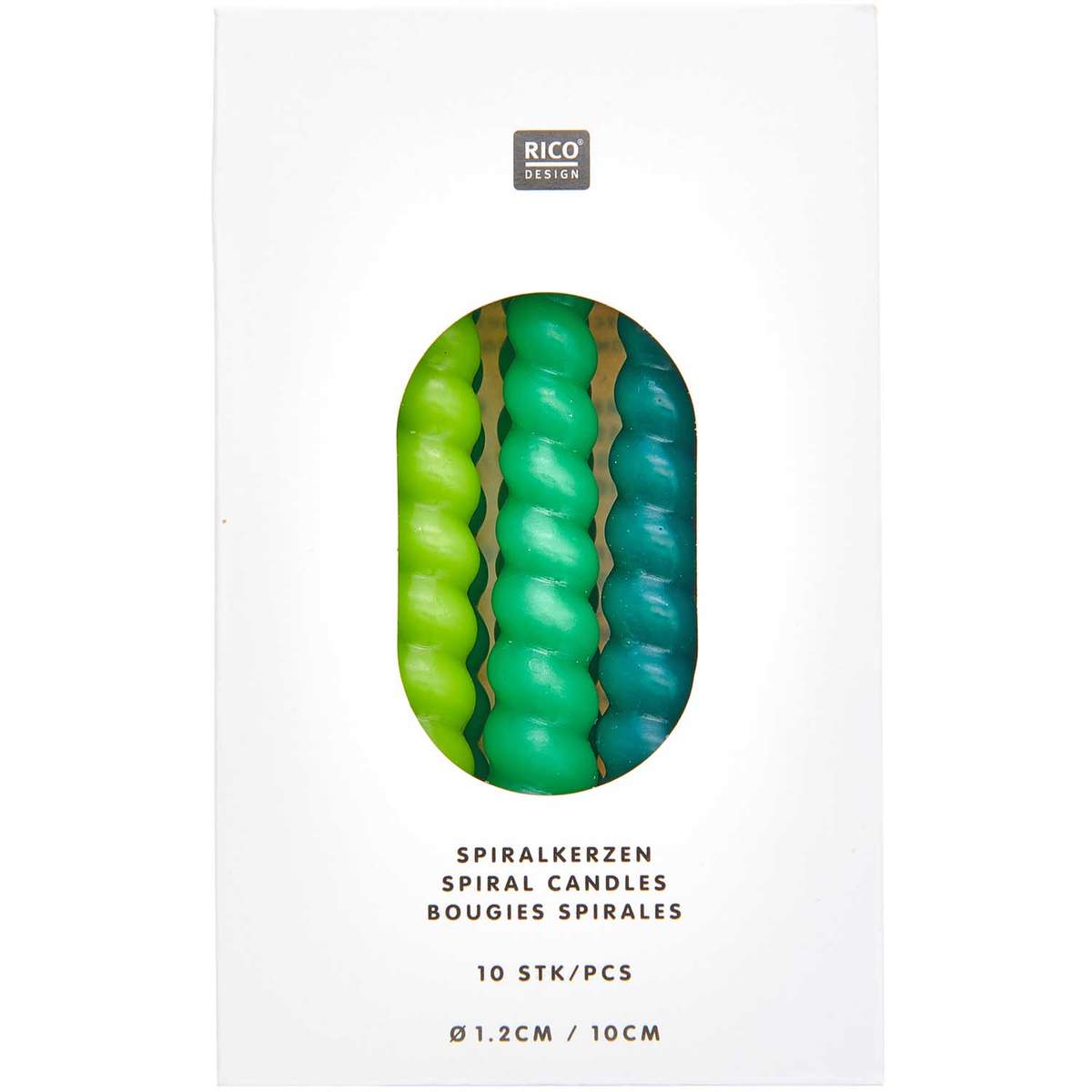 Spiralkerze | Rico | 10 Stk. | Mix Grün