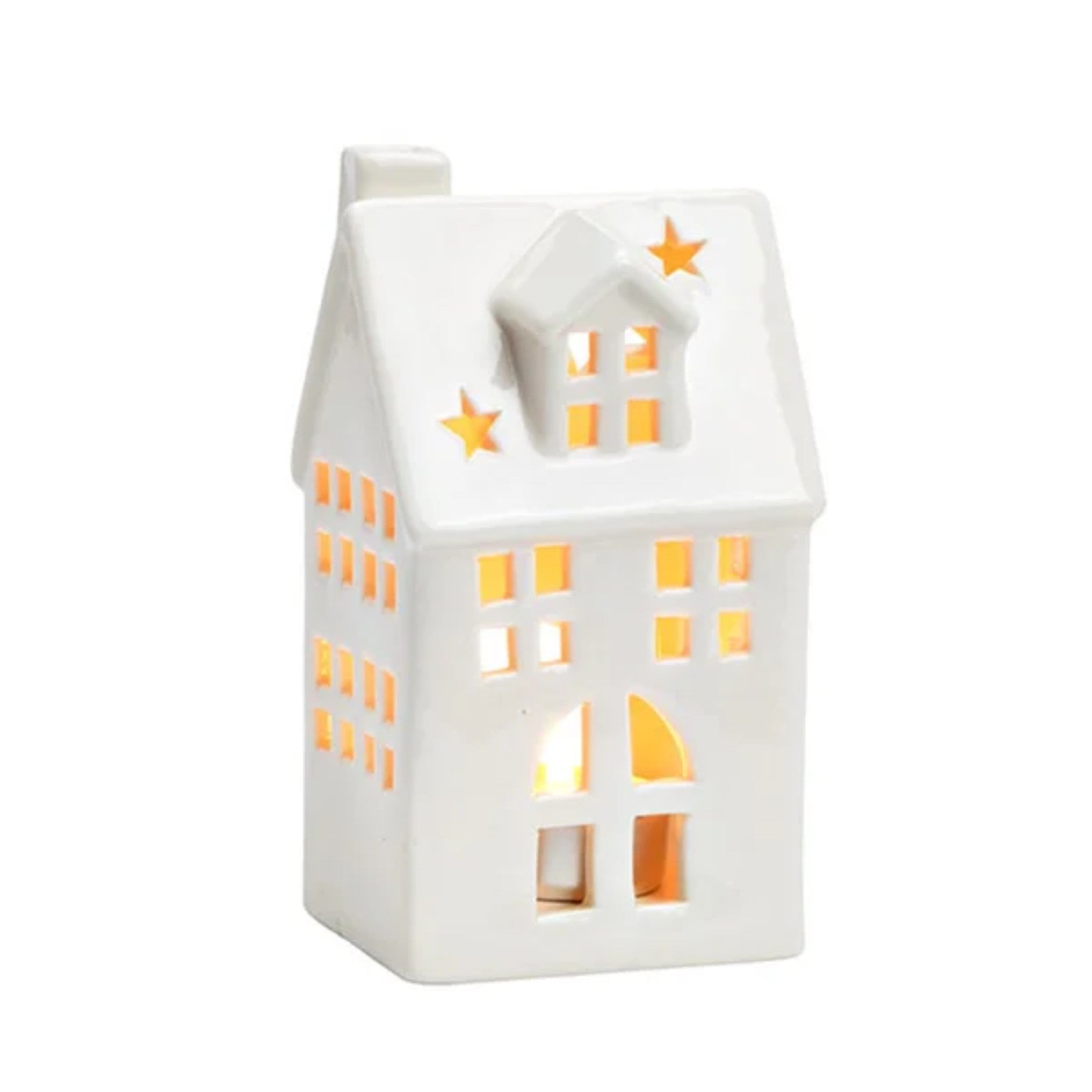 Teelichthaus-Set mit Schornstein | Porzellan | 7x14x5cm