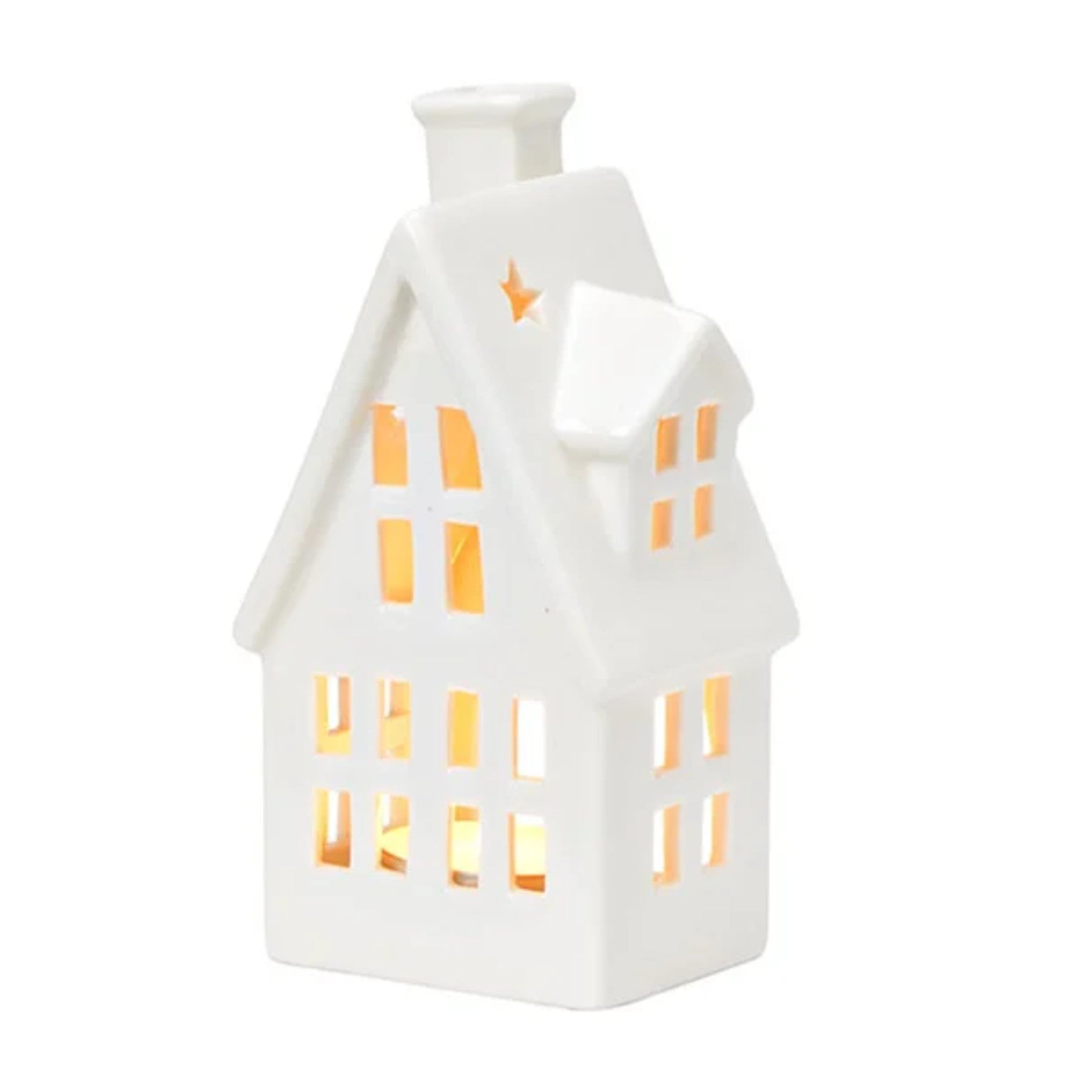 Teelichthaus-Set mit Schornstein | Porzellan | 7x14x5cm