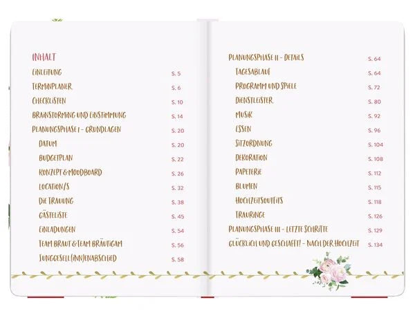 Weddingplaner | Hochzeitsplaner | Budgetplaner | Geschenk zur Verlobung