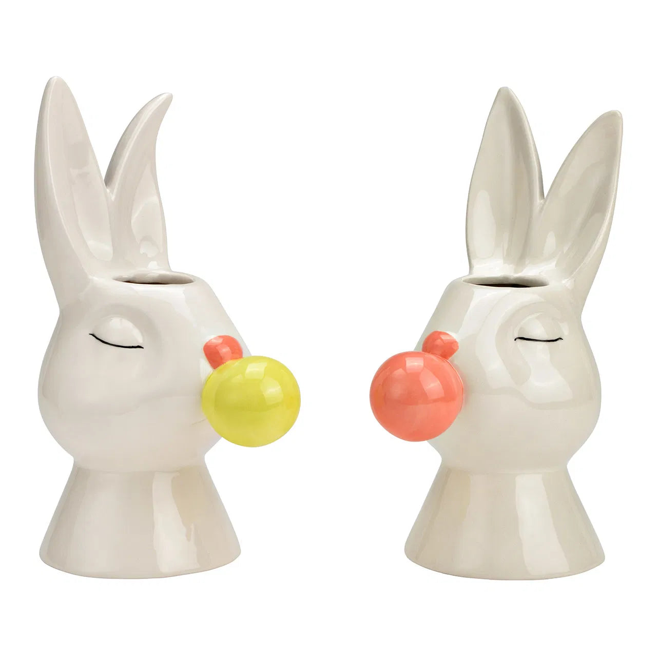 Vase Hase mit Kaugummiblase aus Keramik | 2er Set