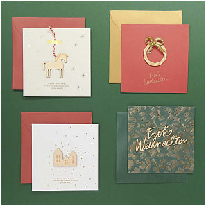 Haus| Postkarte zu Weihnachten mit Holzhaus in quadratischem Format