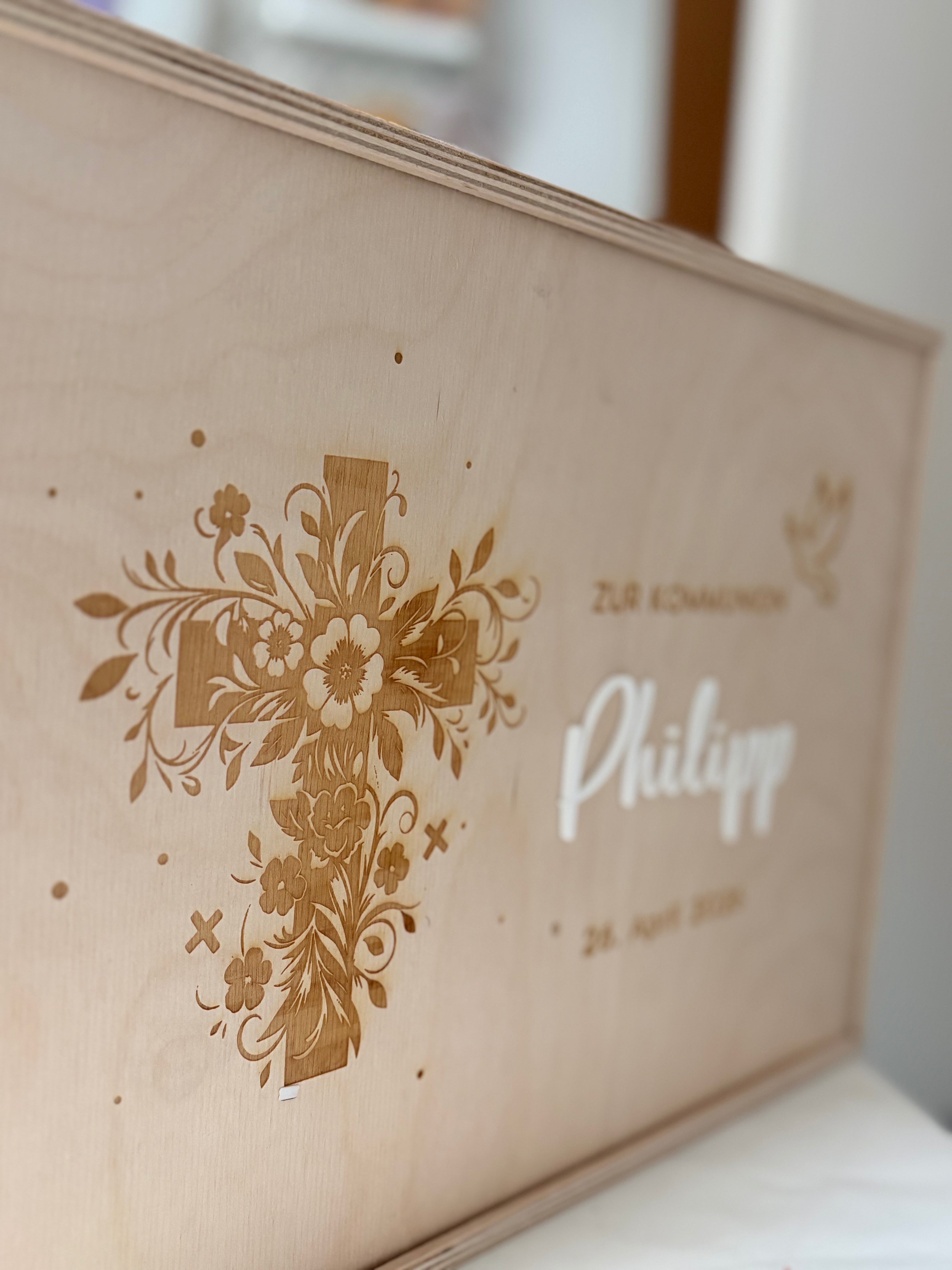 Erinnerungskiste "Blumenkreuz" | zur Kommunion | Taufe