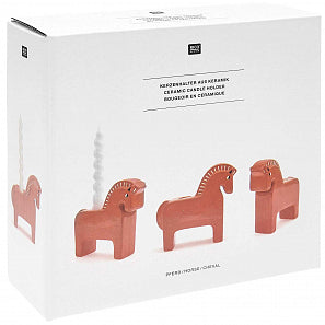 Pferd Keramik-Kerzenhalter | rot 15,8x4,5x14,5cm | Dala-Pferd