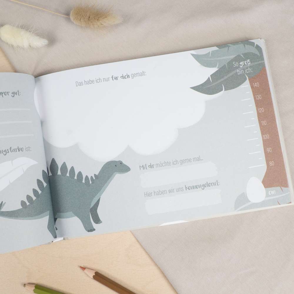 Dinosaurier Kindergarten Freundebuch | Erinnerungen sammeln | Geschenk für Kleinkind | Mintkind
