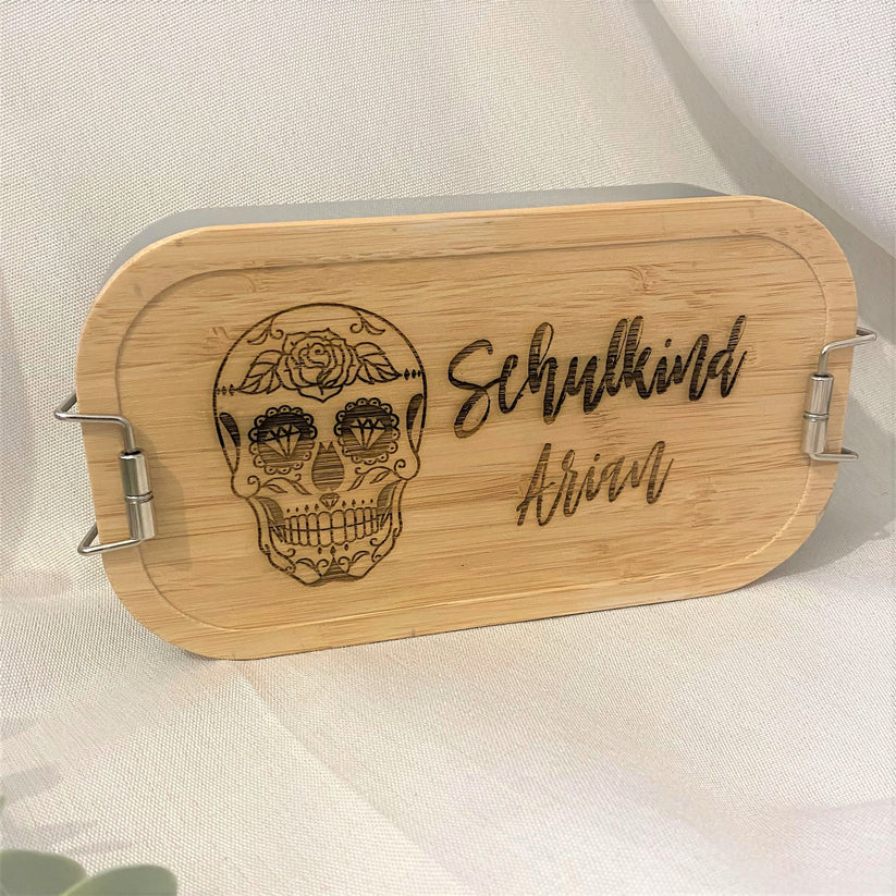 Brotdose floraler Totenkopf | zur Einschulung | Geschenk für Jungs