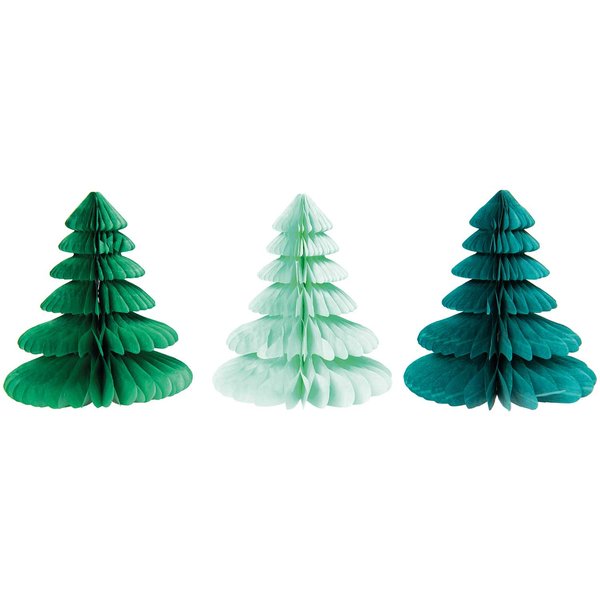 Tanne | Wabenpapier Tannenbäume 20cm | 3 Stück | Grüntöne
