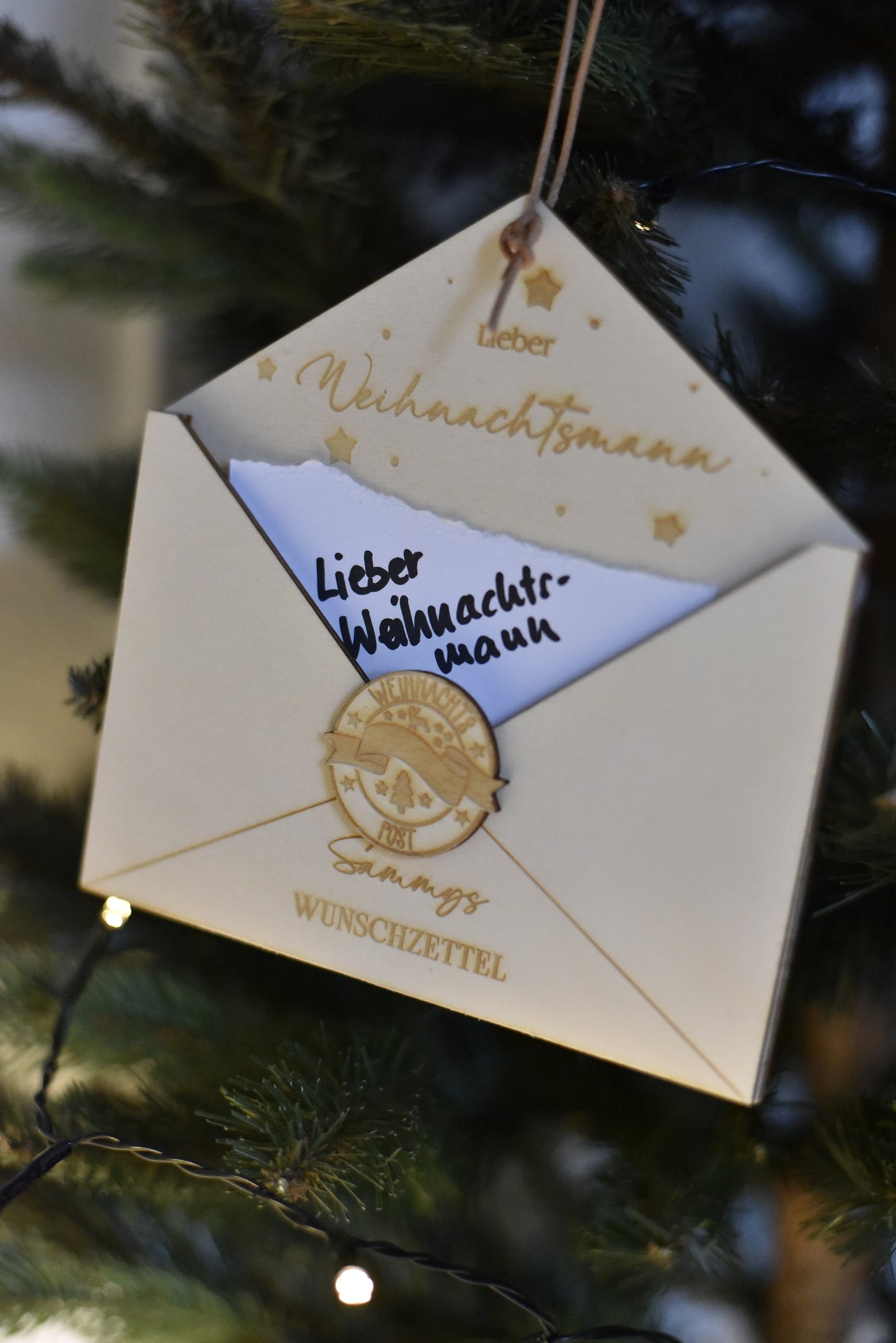 Wunschzettel Briefumschlag | aus Holz | besondere Weihnachtsgeschenke