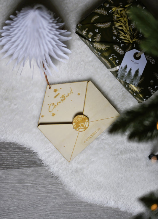 Wunschzettel Briefumschlag | aus Holz | besondere Weihnachtsgeschenke