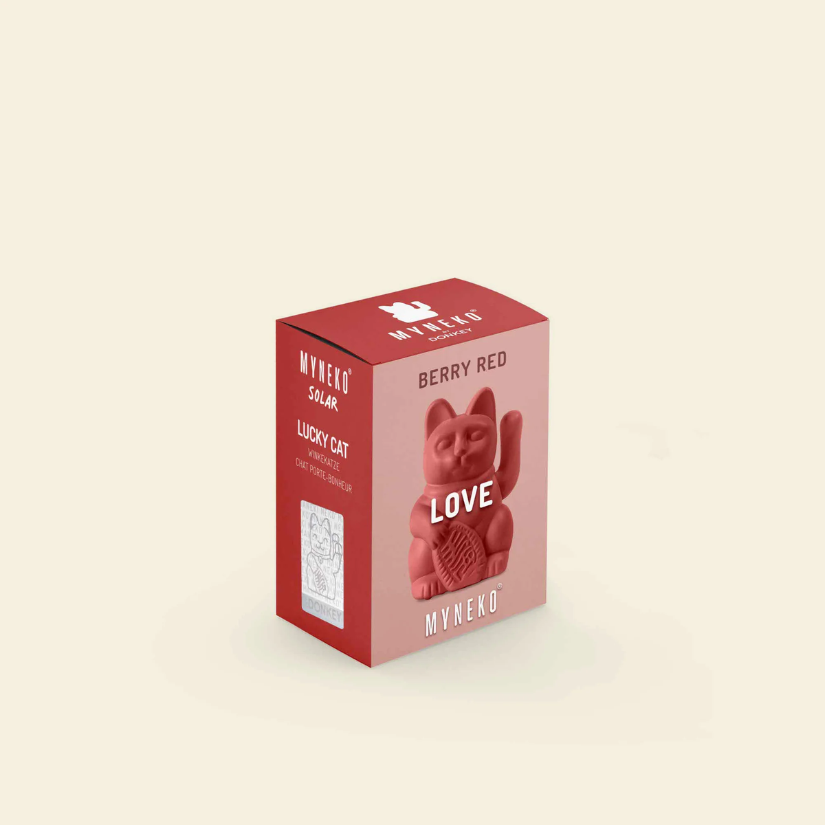 Winkekatze Solar | LOVE | berry red | Donkey